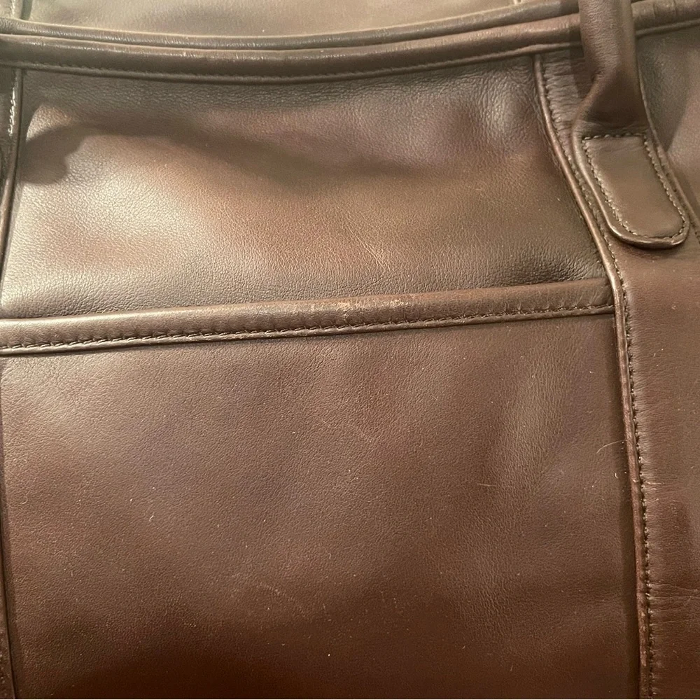 Vintage COACH Chocolate Brown Leather Cabin Weekender Duffel Travel Shoulder Bag - Picture 9 of 15